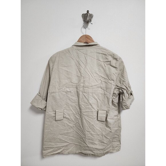 McKenna Quinn khaki 5 button short sleeve shooting shirt L - Picture 2 of 4